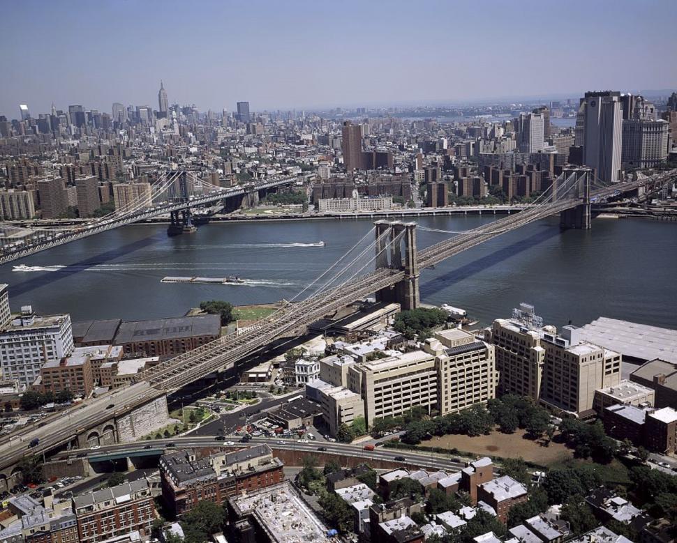 Free Image of Aerial View of City and Bridge 