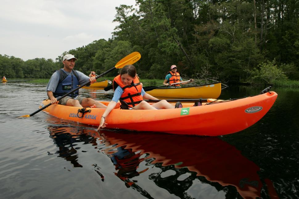 Free Image of Group of People Kayaking Down a River 