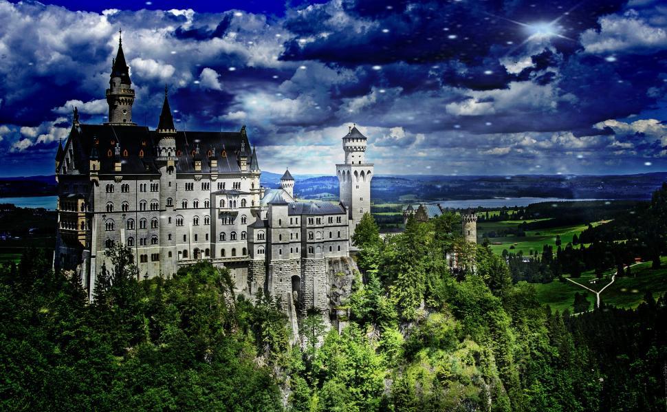 Free Image of Majestic Castle With Clock Tower 