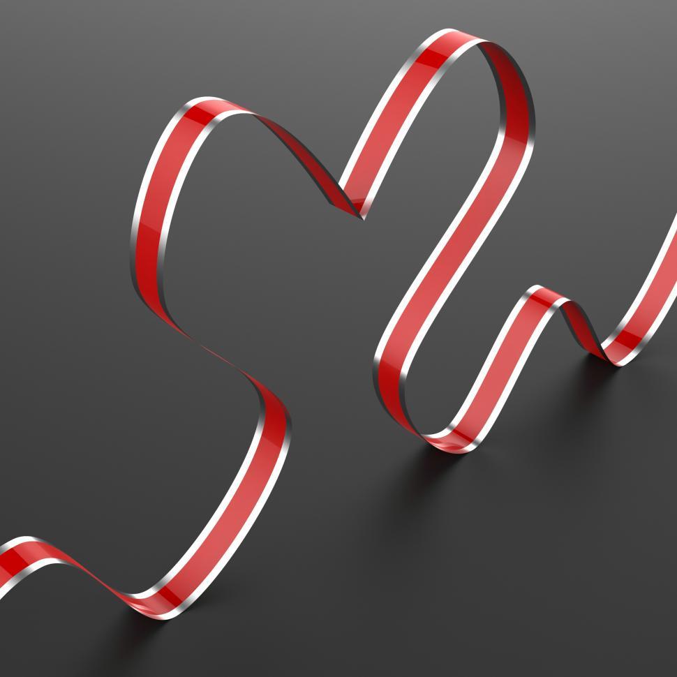 Free Image of Ribbon Heart Means Lovely Celebration Or Couple Anniversary 