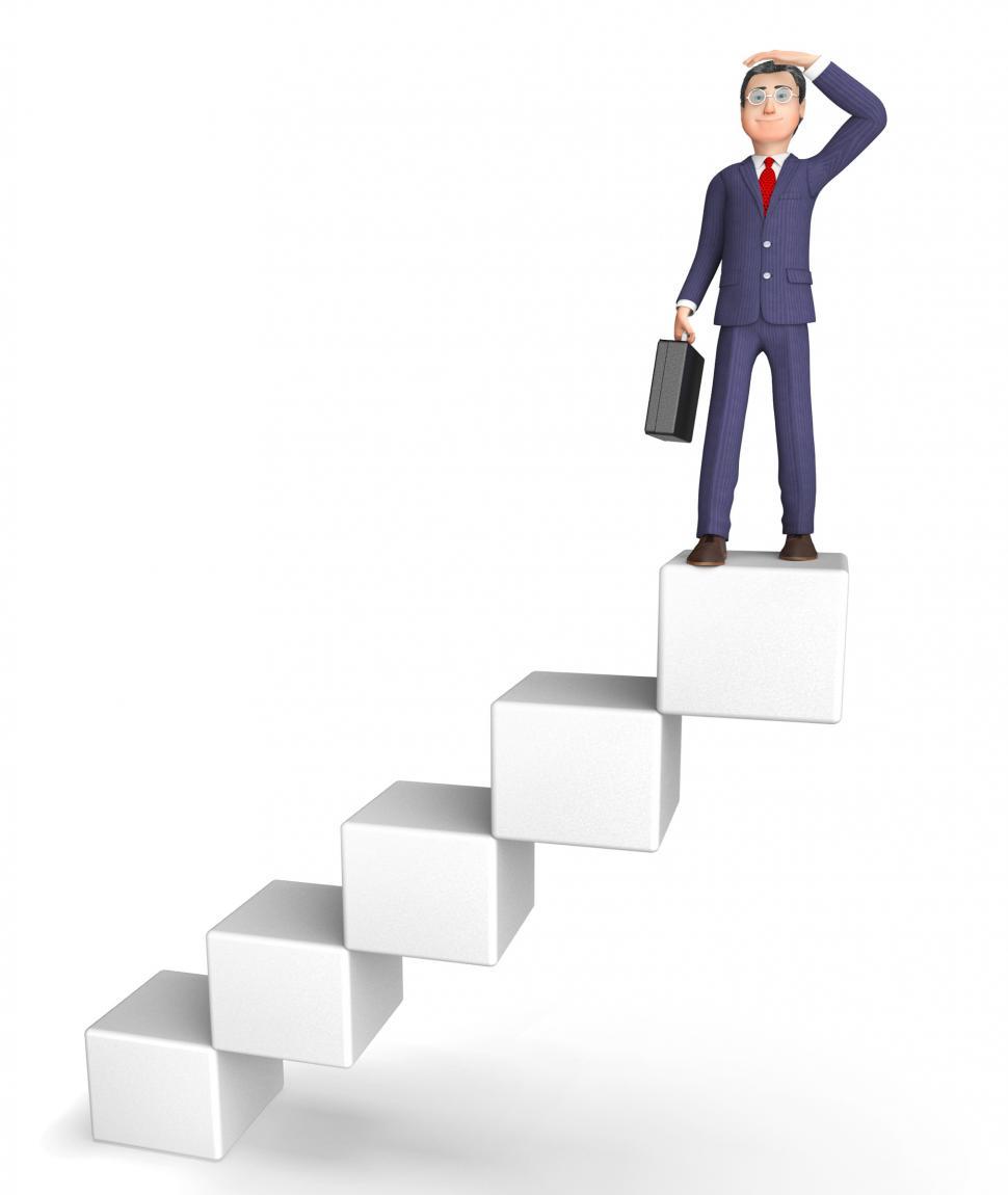 Free Image of Character Success Shows Stairs Entrepreneurial And Winning 3d Re 