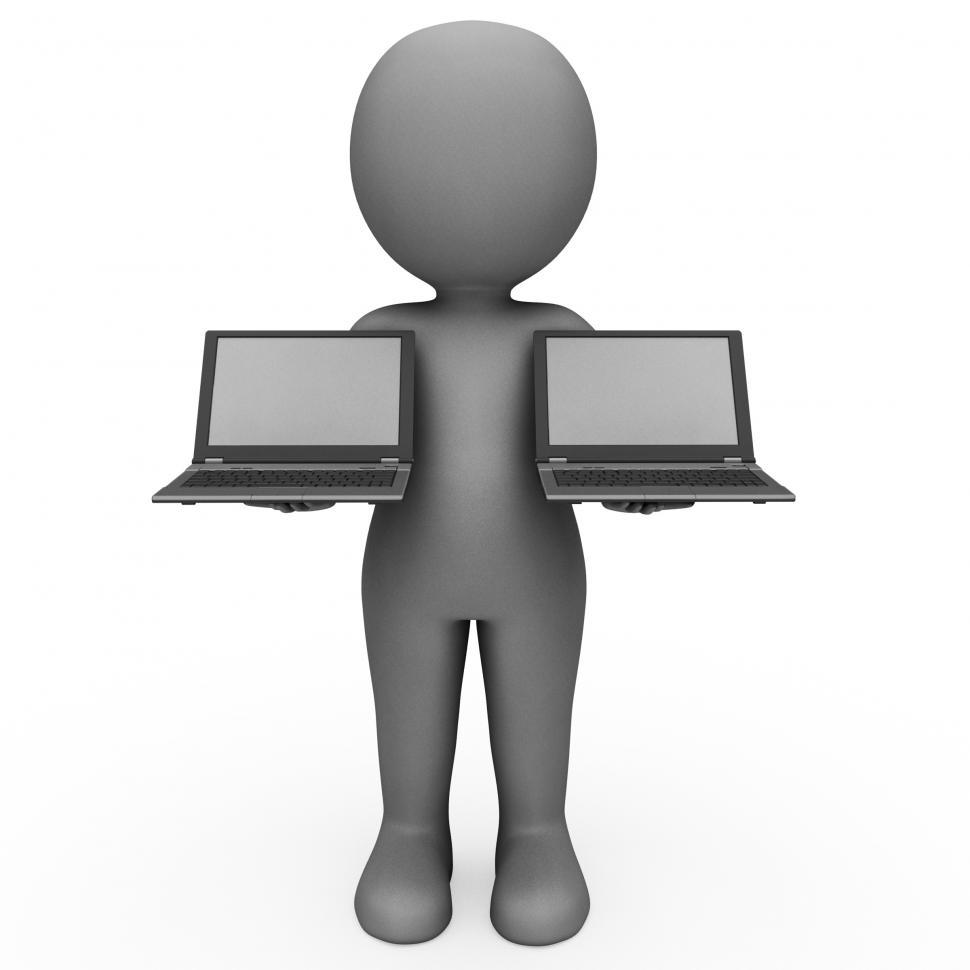 Free Image of Laptops And Character Shows Browsing Internet 