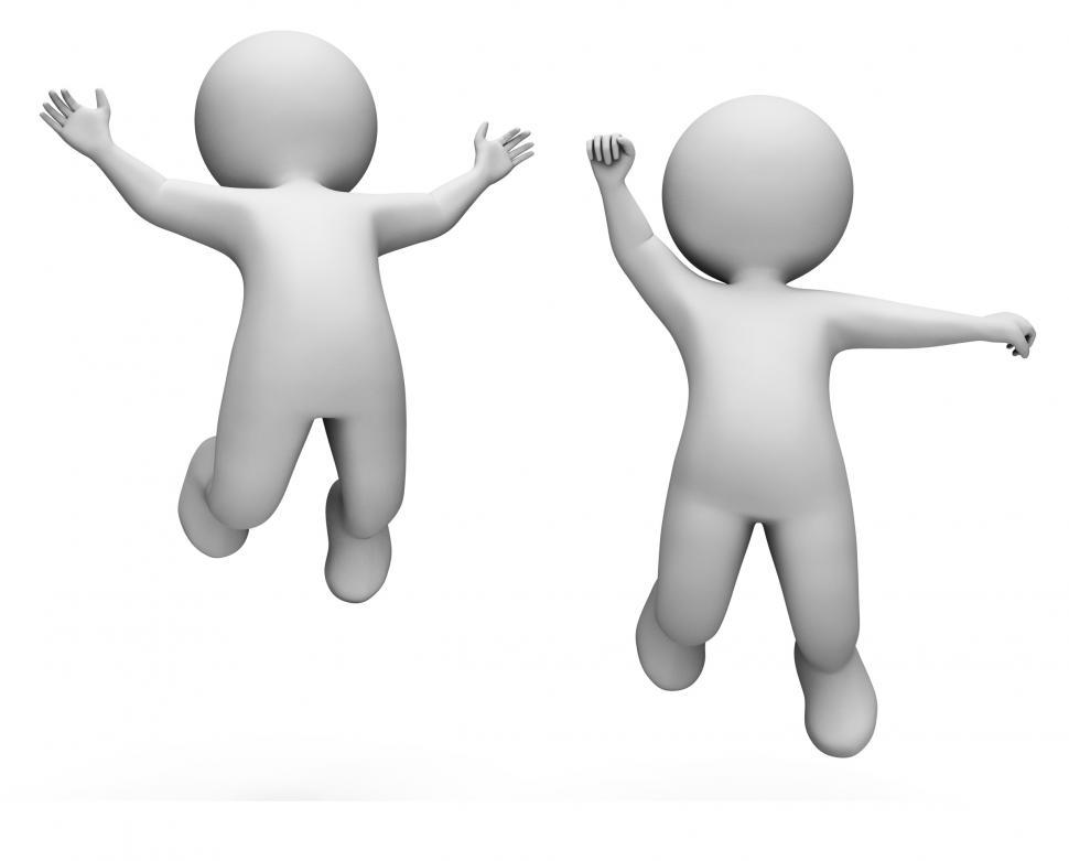 Free Image of Celebrate Jump Indicates Characters And Render 3d Rendering 