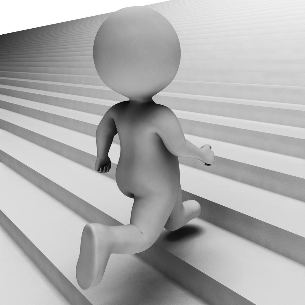 Free Image of Character Up Represents Aspire Running And Ascending 3d Renderin 