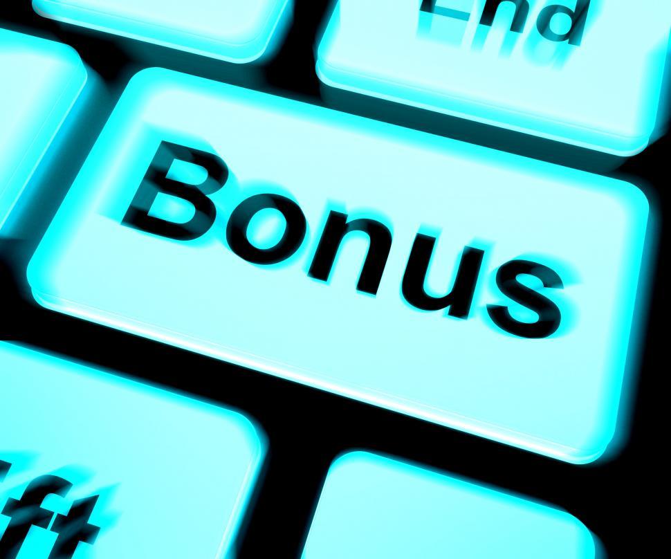 Free Image of Bonus Keyboard Shows Extra Gift Or Gratuity Online 