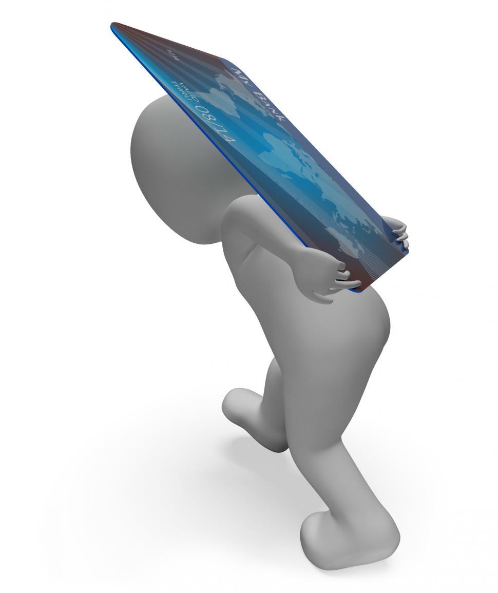 Free Image of Debit Card Means Plastic Poverty And Consumerism 3d Rendering 