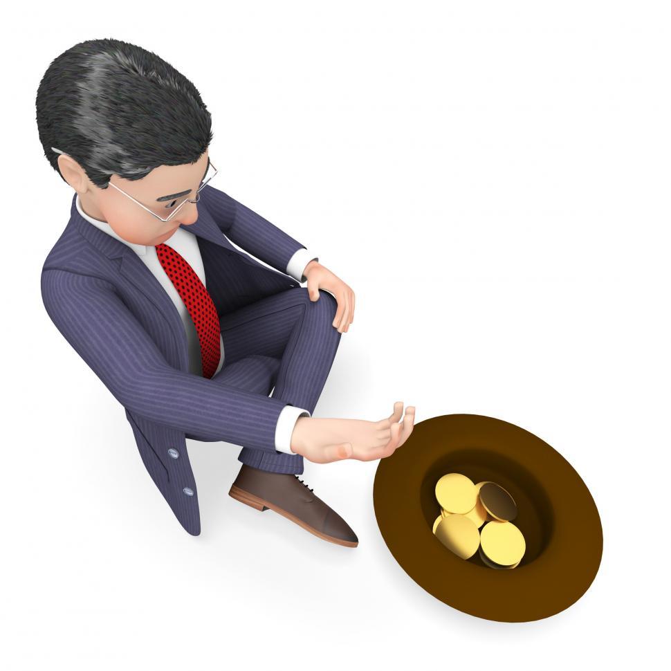 Free Image of Businessman Begging Shows Give Commercial And Famine 3d Renderin 