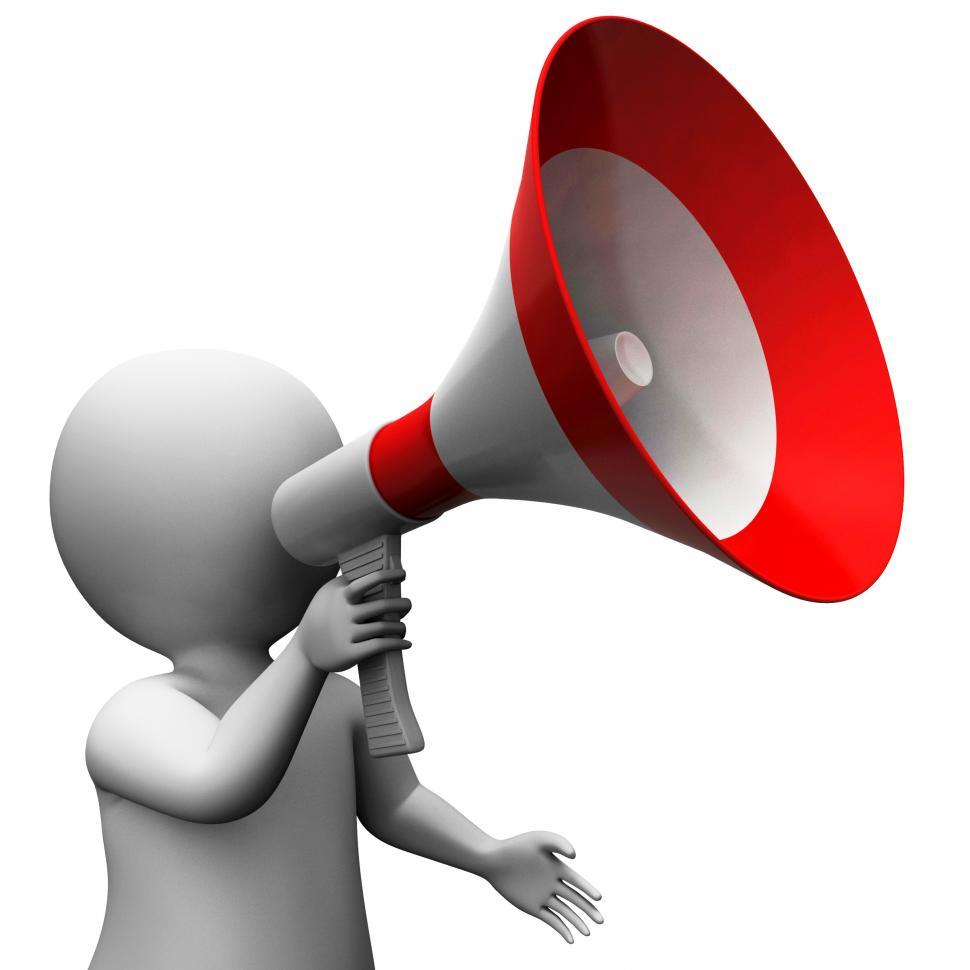 Free Image of Megaphone Character Shows Speech Shouting Announcing And Announc 