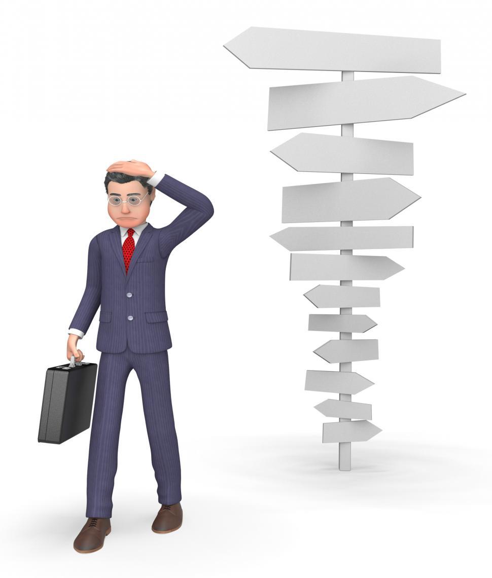 Free Image of Confused Businessman Means Blank Sign And Character 3d Rendering 