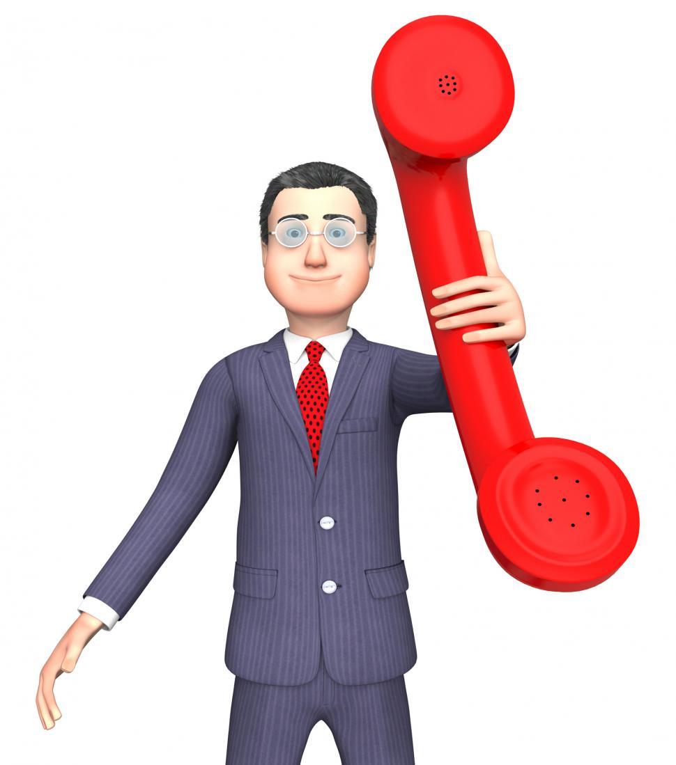Free Image of Talking Character Shows Phone Call And Business 3d Rendering 