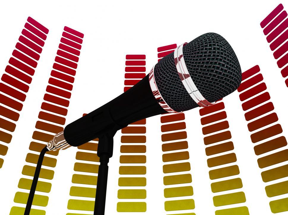 Free Image of Graphic Equalizer And Mic Shows Rock Music Soundtrack Or Concert 