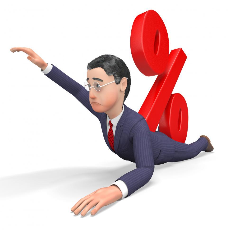 Free Image of Interest Businessman Indicates Percentage Sign And Bankrupt 3d R 