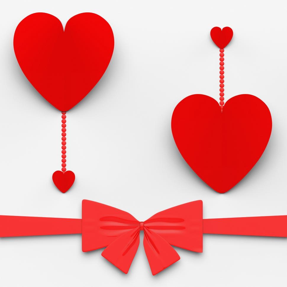 Free Image of Two Hearts With Bow Mean Loving Celebration Or Decoration 