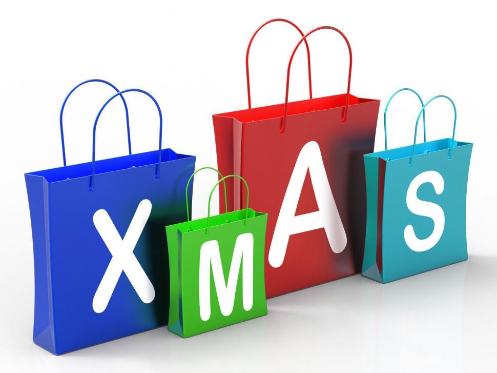 Free Image of Xmas Shopping Bags Show Retail Stores Or Buying 