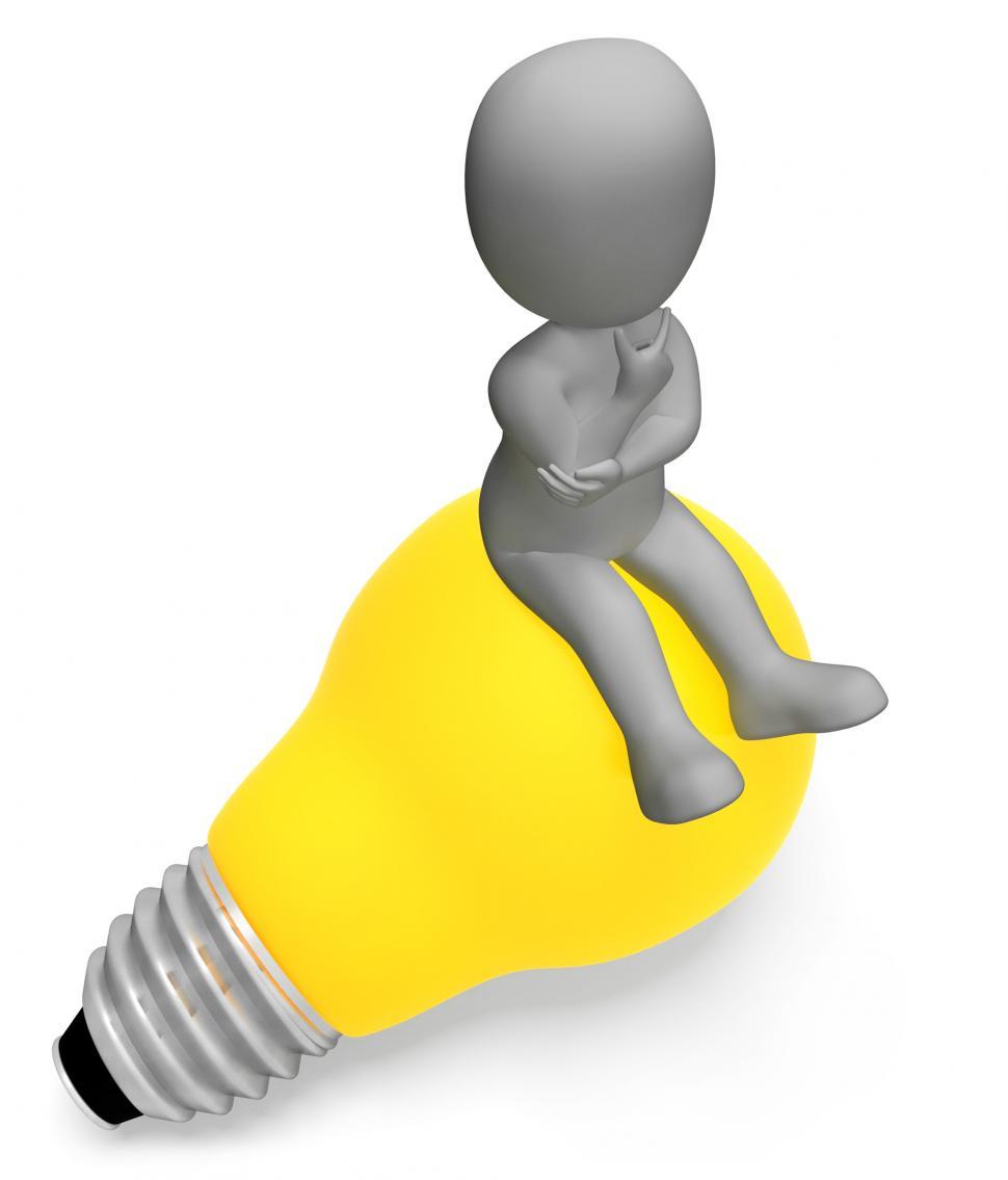 Free Image of Lightbulb Thinking Indicates Power Source And Character 3d Rende 