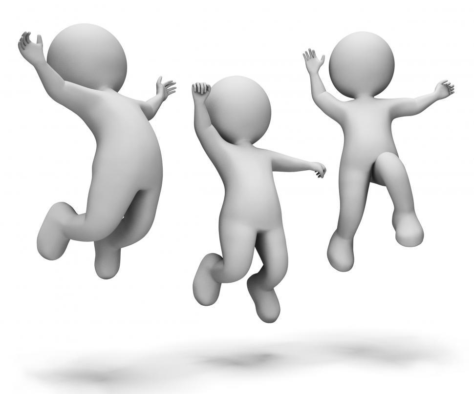 Free Image of Happy Celebrate Represents Celebrates Jumped And Jump 3d Renderi 