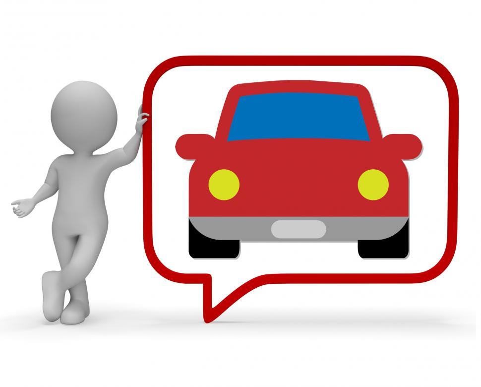 Free Image of Car Speech Bubble Shows Communication Gossip 3d Rendering 