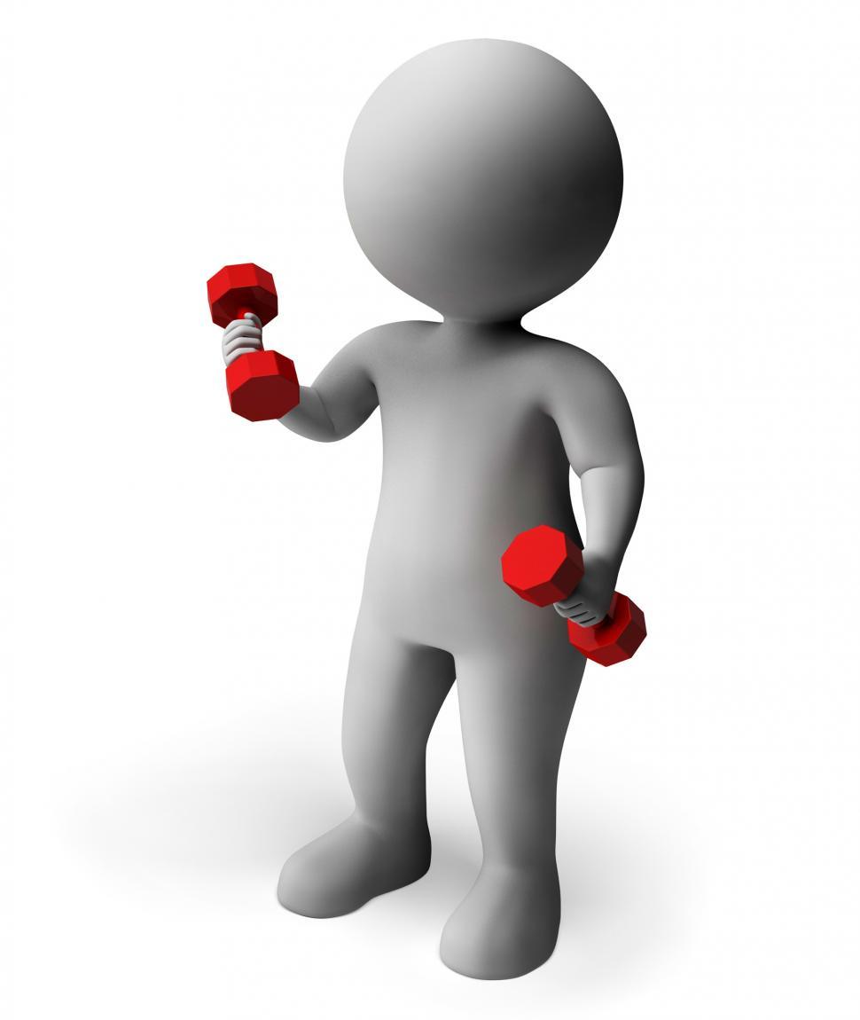 Free Image of Character Dumbbells Shows Get Fit And Barbell 3d Rendering 
