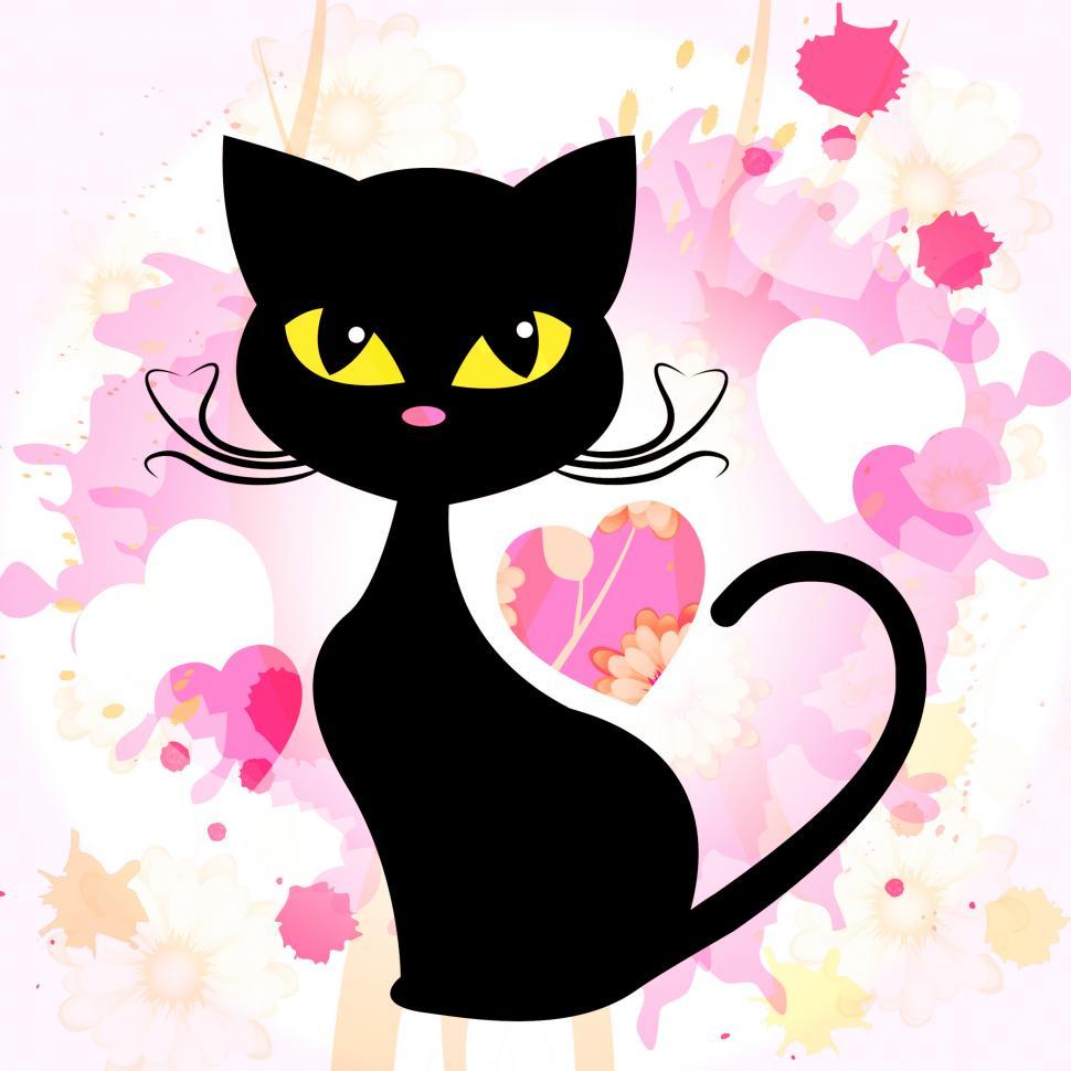 Free Image of Cat With Hearts Shows Love And Cats 