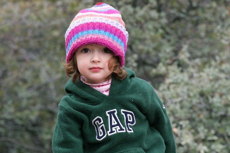 Free Image of Little kid in a knit cap 