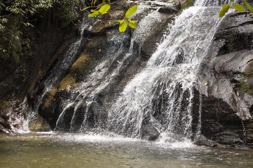 Free Image of Man Standing in Front of Waterfall 