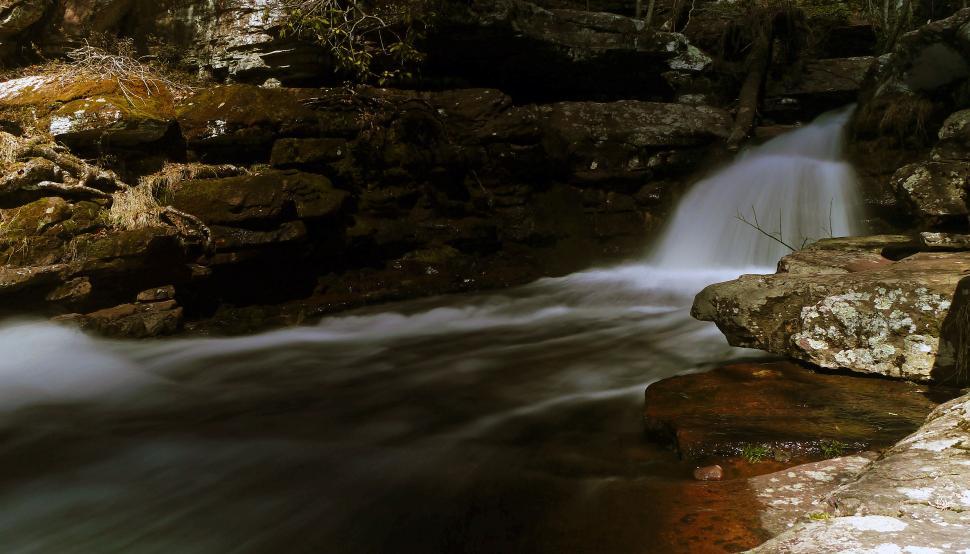 Free Image of Dark waterfall at Van Campens Glen 