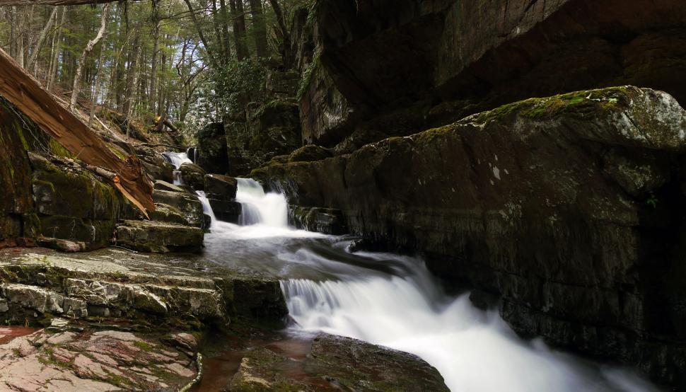 Free Image of Narrow Van Campens Glen Cascade 