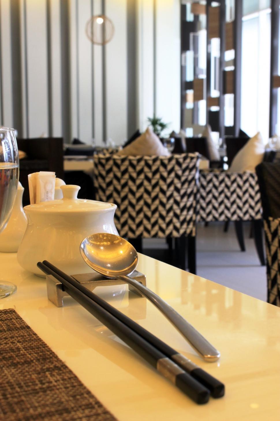 Free Image of Place setting of chopsticks in a restaurant  