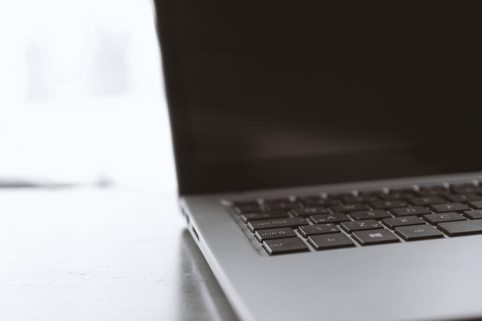 Free Image of Black and White Photo of a Laptop Computer 
