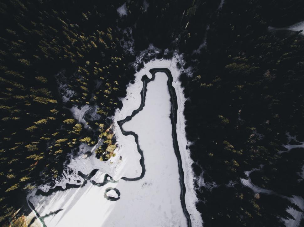 Free Image of Aerial View of Snow Covered Road 