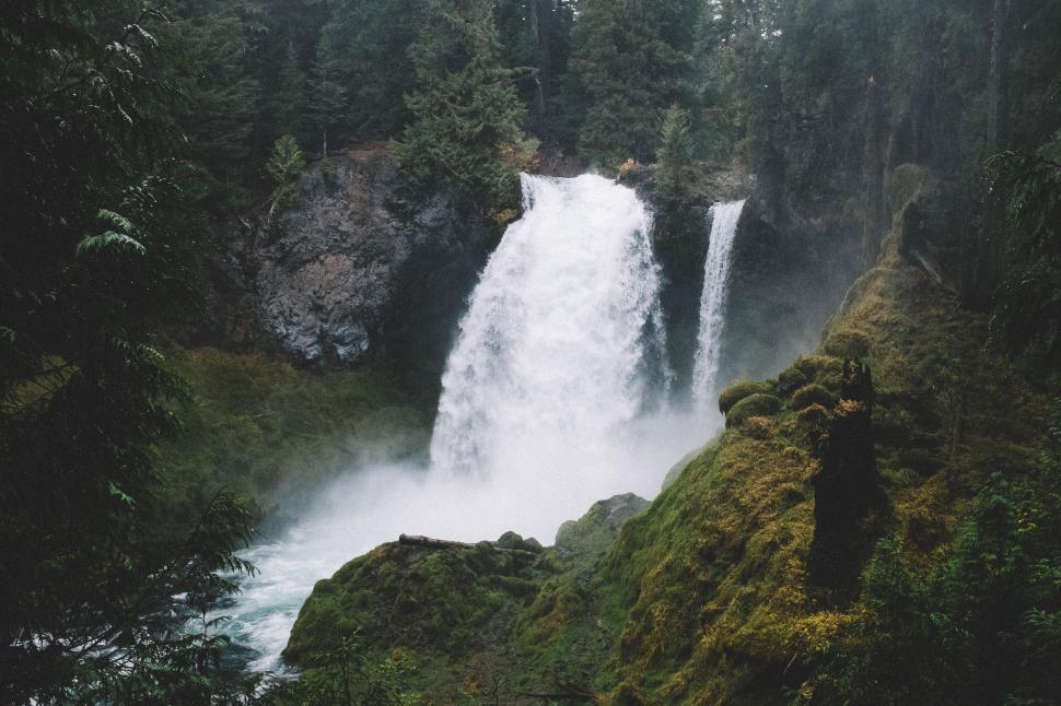 Free Image of Majestic Waterfall in Dense Forest 