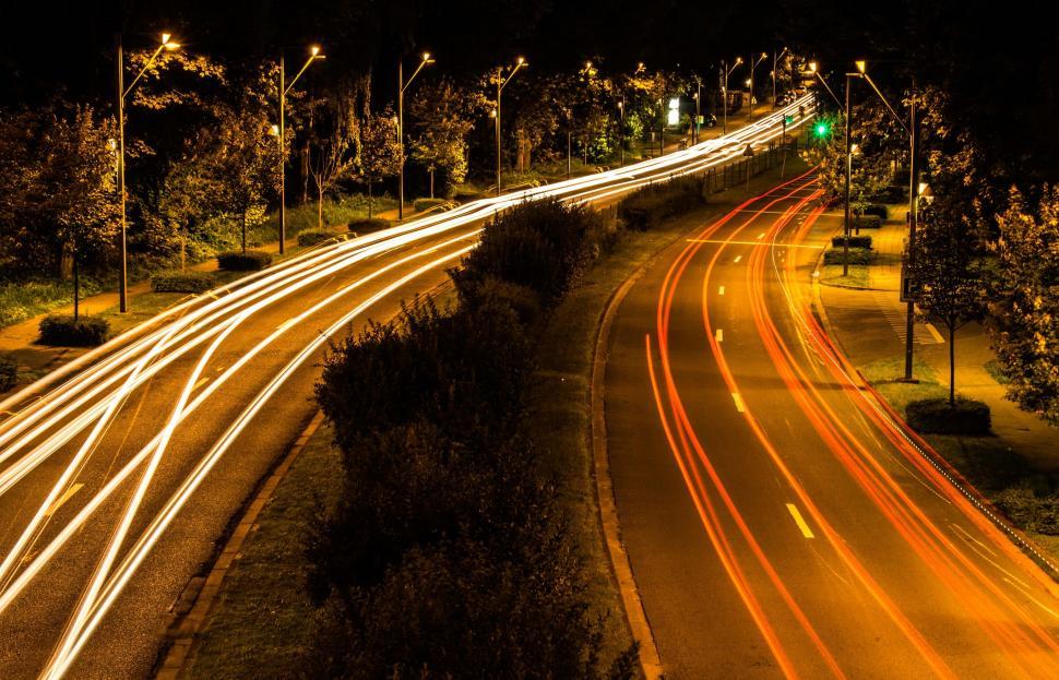 Free Image of Night Time Street Illuminated by Lights 