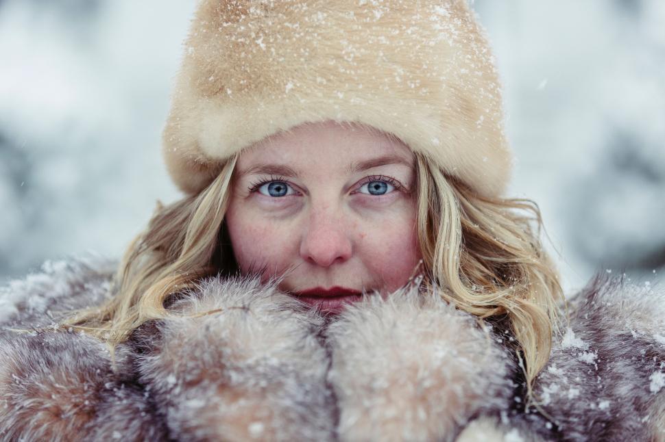 Free Image of Woman Wearing Fur Coat and Hat 