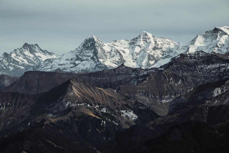 Free Image of Majestic Mountain Range in Black and White 