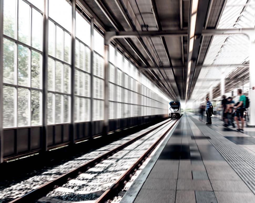 Free Image of Busy Train Station With Black and White Aesthetic 