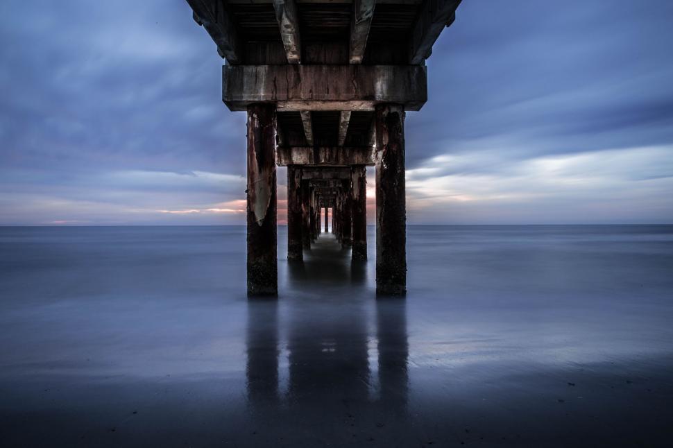 Free Image of Pier at Night Long Exposure 