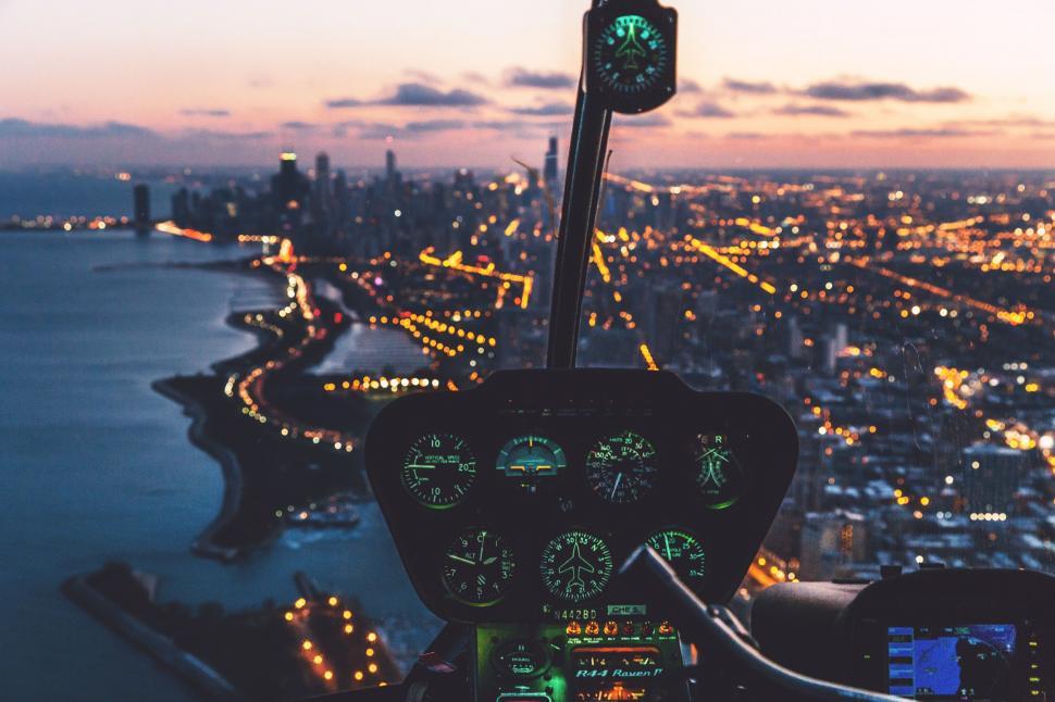 Free Image of Nighttime Cityscape View From Helicopter 