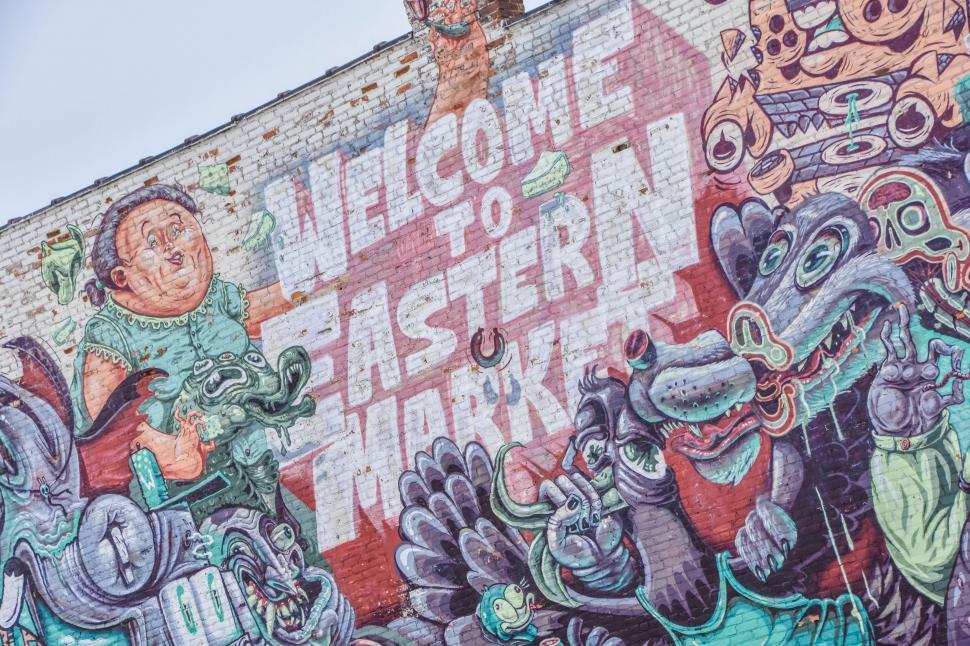 Free Image of Vibrant Mural Adorning Building Exterior 