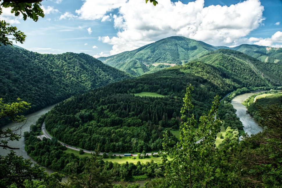 Free Image of River Flowing Through Lush Green Forest 