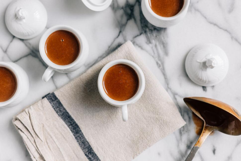 Free Image of Marble Table With Cups of Coffee 
