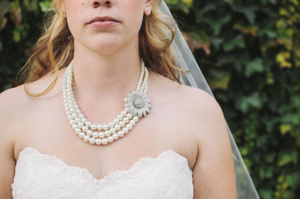 Free Image of Bride Wearing Wedding Dress and Veil 