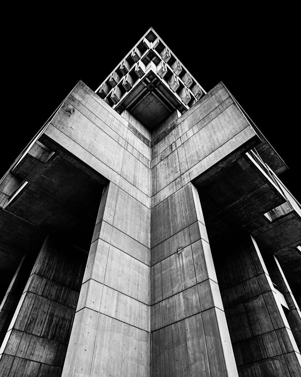 Free Image of Tall Building in Black and White 