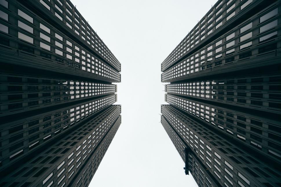 Free Image of Tall Buildings in Black and White 