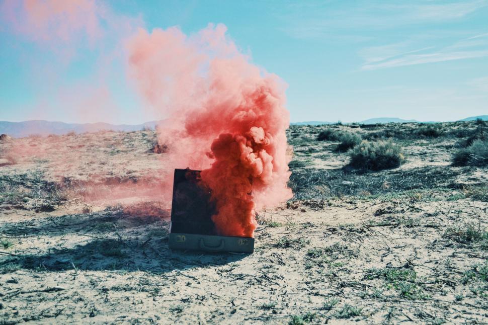 Free Image of Red Object in Desert Landscape 