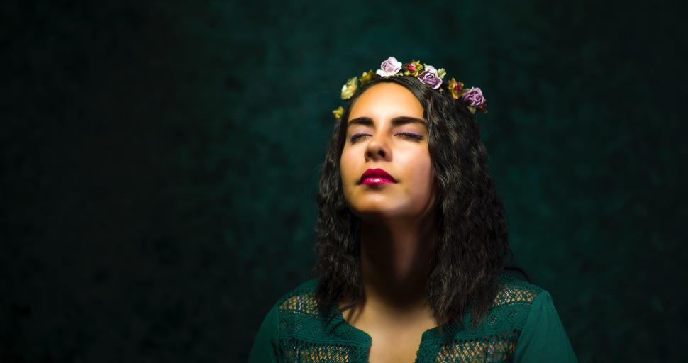 Free Image of Woman With Long Hair Wearing a Flower Crown 