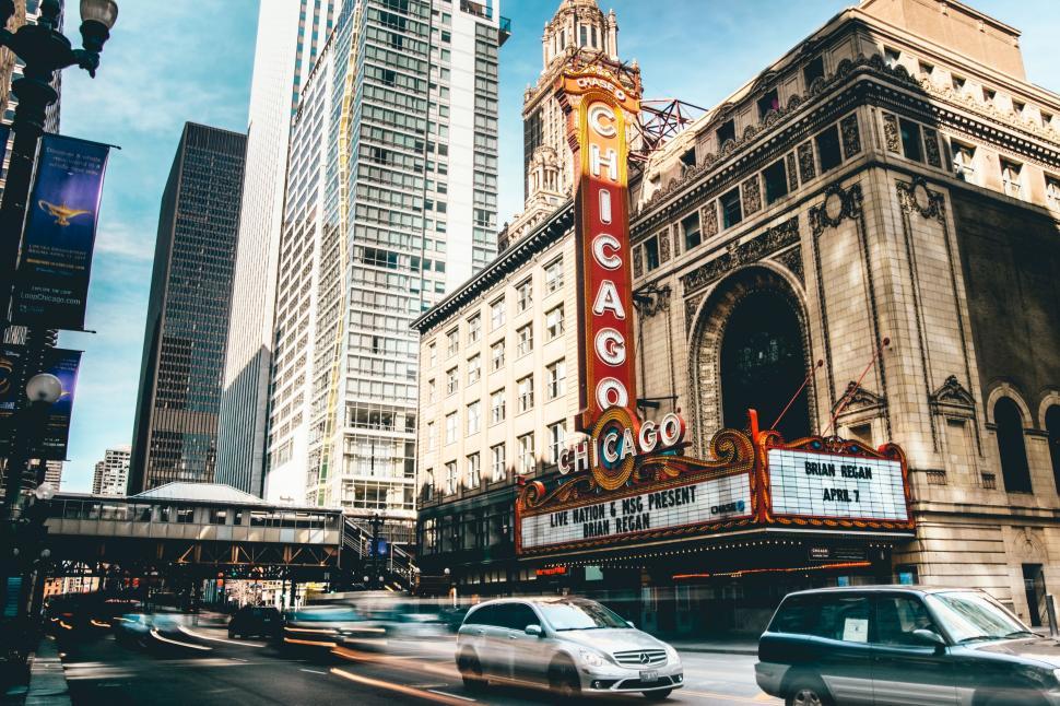 Free Image of Theater Marquee on City Street Corner 