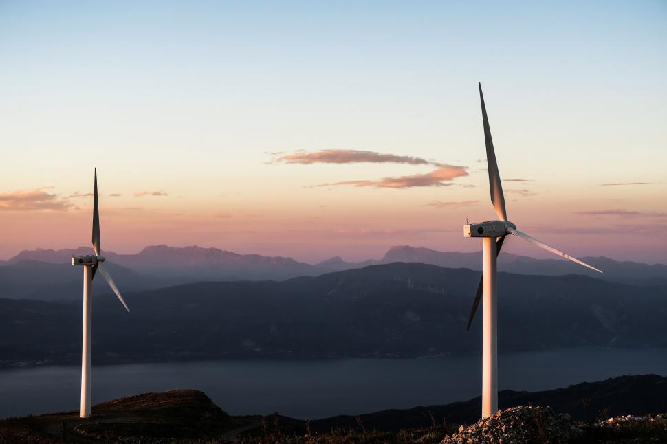 Free Image of Wind Turbines on Mountain Top 