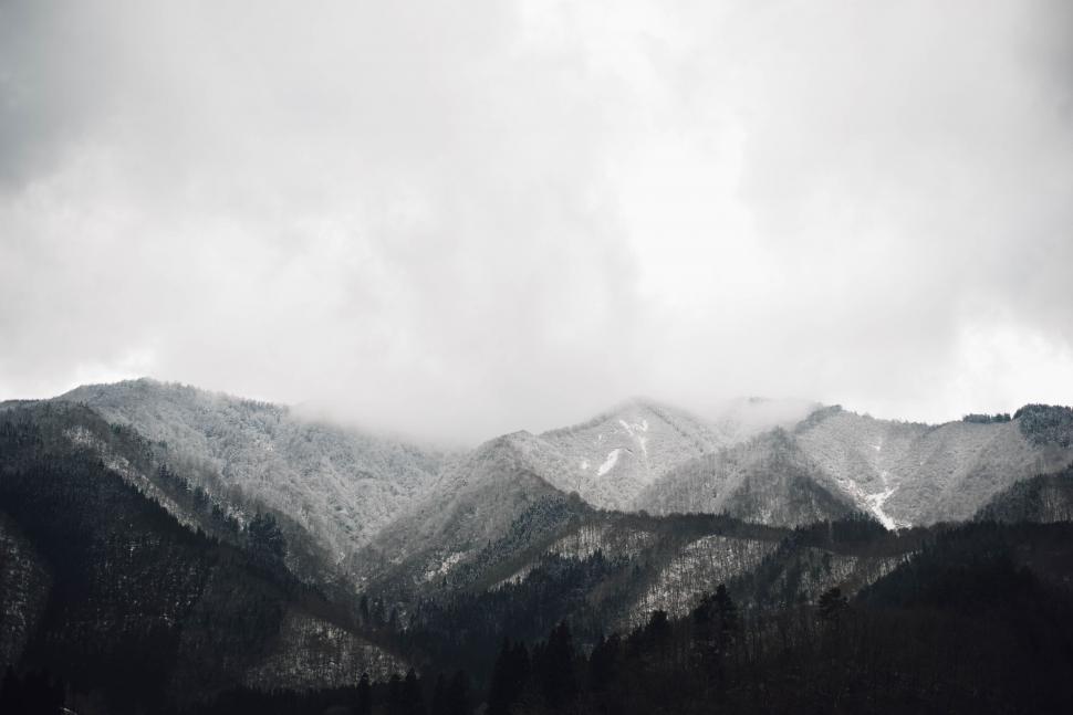 Free Image of Majestic Mountain Range in Black and White 