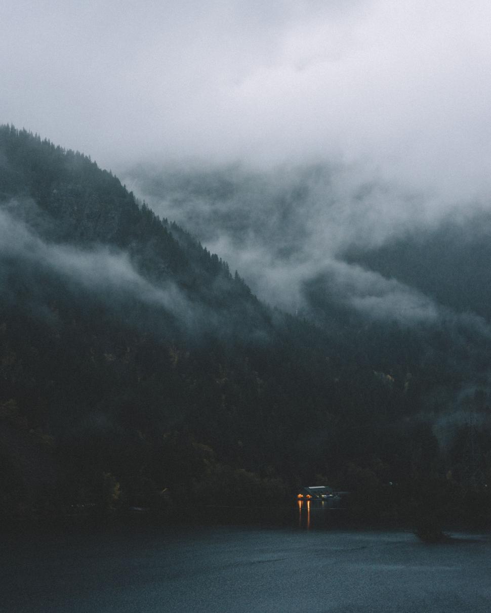 Free Image of Foggy Mountain Landscape in Monochrome 