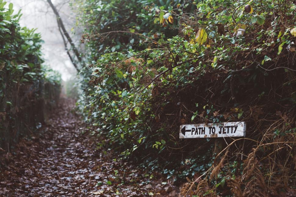 Free Image of Sign Alongside Dirt Road 